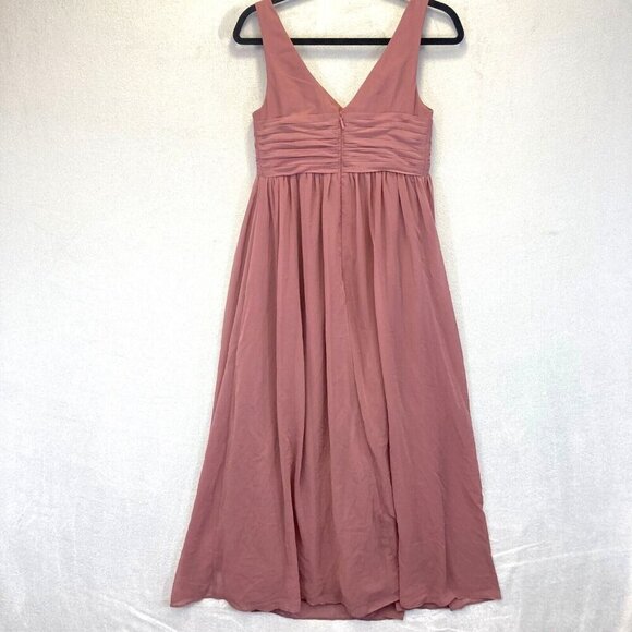 Azazie Formal Maternity Maxi Dress A2 Chiffon Pink Flowy Wedding Prom Bridesmaid - Picture 2 of 16